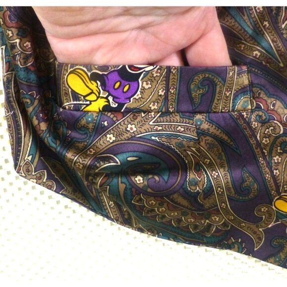 Vintage Disney Store Mickey Mouse Paisley Silk Vest L/XL Multicolor Unique Patte - Picture 8 of 10